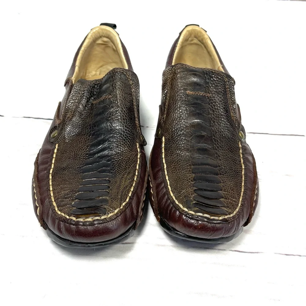 Belvedere Loafers Mens Size 9 Brown Genuine Ostrich Leather Driving Moc.‎